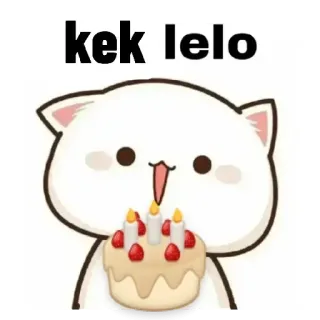 🏵 d64bd840 kek lelo gato, tarta, lindo, animal, cumpleaños telegram sticker
