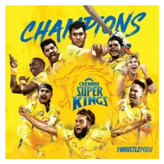 💛 4fc02d9f CHAMPIONS
CHENNAI
SUPER
KINGS
#WHISTLEPODU Cricket, Mannschaft, Sport, Chennai Super Kings, Meister, Whistle Podu whatsapp sticker