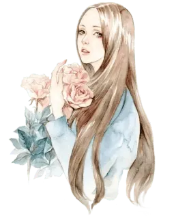 🌹 0b45f7d6 mulher, flores, retrato, arte, rosas, beleza telegram sticker