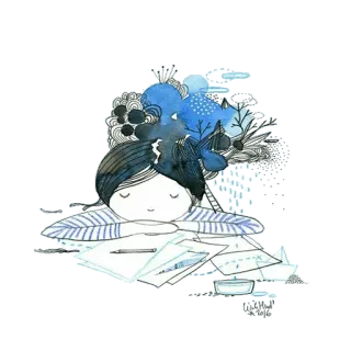 😌 11d3f9b1 menina, desenho, artista, sonolento, criativo telegram sticker