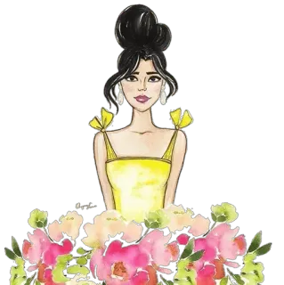 🌺 27eae26a moda, flores, vestido, mulher, arte telegram sticker