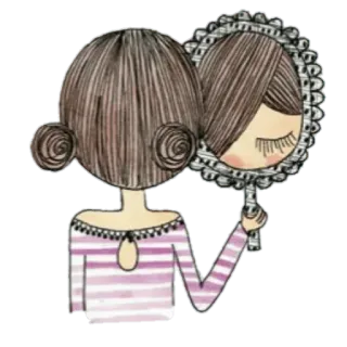 😌 2b656e74 menina, espelho, cabelo, ilustração, desenho animado telegram sticker