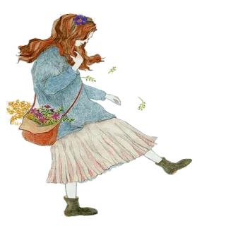 💕 30b83cbd menina, vestido, flores, caminhando, botas telegram sticker