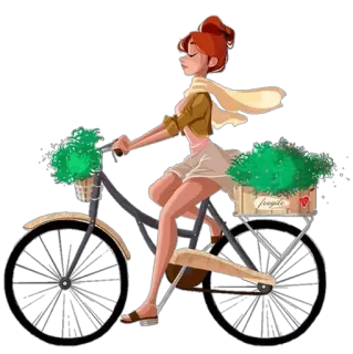 🚴‍♀ 3a02e6e5 Fragile menina, bicicleta, flores, verão, bike telegram sticker