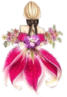 🌸 402a4c53 flor, vestido, menina, floral, arte, moda telegram sticker