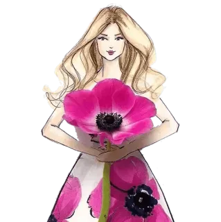 🌸 79e4ff6e mulher, vestido, flores, papoula, arte, moda telegram sticker