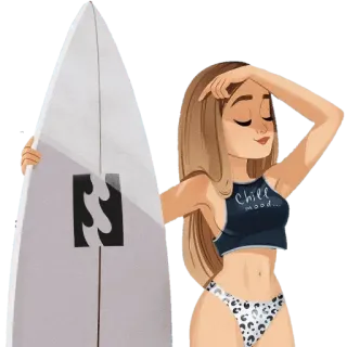 🏄‍♀ d466f91c Chill mood... surf, verão, praia, férias, menina, prancha de surf, fato de banho telegram sticker