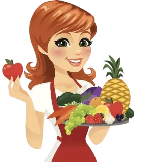 🍎 d63e662d saudável, mulher, frutas, legumes, comida telegram sticker