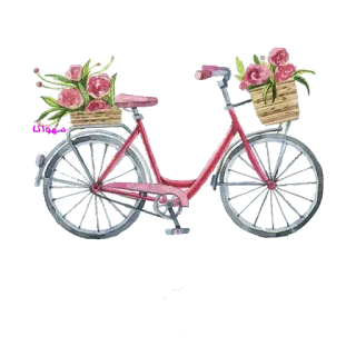 🚲 e9ee2c0f bicicleta, flores, cesta, rosa, bike, rosas telegram sticker