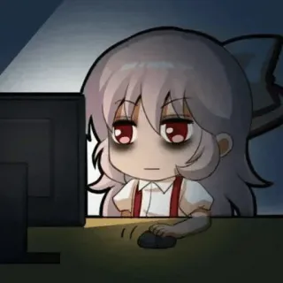 🤔 b0d8975a anime, stanco, computer, notte, esausto, arte digitale telegram sticker