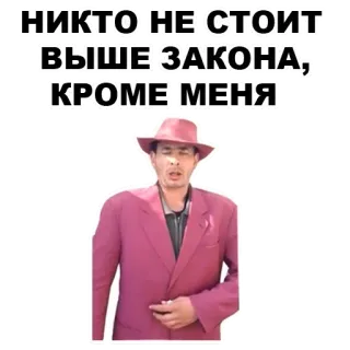 🎭 035598b0 НИКТО НЕ СТОИТ ВЫШЕ ЗАКОНА, КРОМЕ МЕНЯ tekst, man, wet telegram sticker
