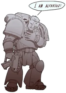 🐍 3794c2b6 Alpharius Warhammer 40,000 I AM ALFARIVZ! Space Marine, Warhammer 40k, Sciencefiction, Soldaat, Pantser telegram sticker