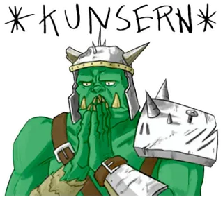 🙏 6af7ca32 *KUNSERN* orc, fantasy, groen, krijger, helm telegram sticker
