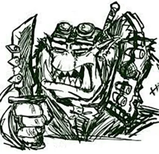 🔪 96c0272c orc, krijger, fantasy, Warhammer 40k, monster, militair, geweld, wapen telegram sticker
