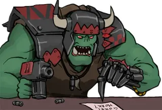 👇 9aefc834 GORK? MORK? Ork, Warhammer, Warhammer 40k, Cartoon, Ruimte Ork, Sci-fi telegram sticker