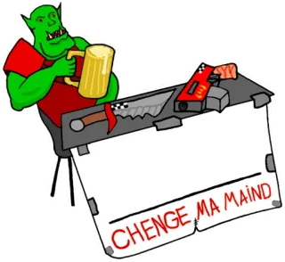 😀 cd746463 CHENGE MA MAIND orc, fantasy, bier, tafel, warhammer, mes telegram sticker