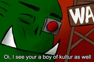 🧐 d641e193 Oi, I see your a boy of kultur as well Ork, Groen, Warhammer, Waaagh, Cultuur telegram sticker