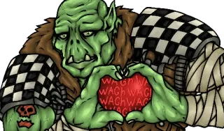 💚 f40178fe Wagh Wagh Wagh orc, hart, liefde, fantasie, monster telegram sticker