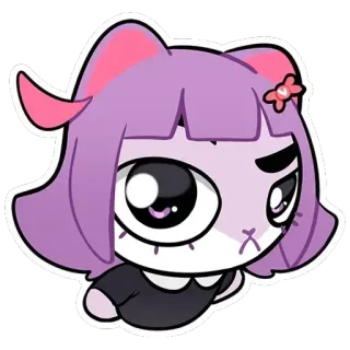 ☹ 29ee5293 漫画, ステッカー, 可愛い, アニメ, マンガ, 紫髪 telegram sticker