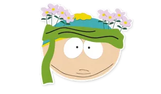 🚺 5e08509a Eric Cartman South Park Eric Cartman, South Park, kartun, karakter, mahkota bunga, animasi telegram sticker