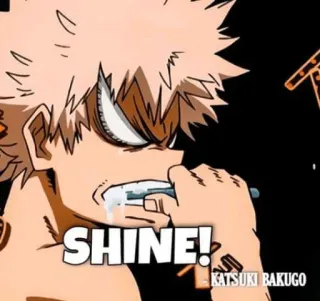🥶 36e12436 Katsuki Bakugo My Hero Academia SHINE! Anime, My Hero Academia, Katsuki Bakugo, Brillar, Cepillo de dientes, Limpieza whatsapp sticker