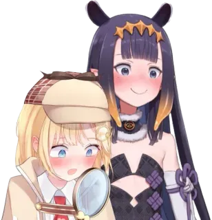 😳 0a071aba Amelia Watson Anime, Cartoon, Virtuele YouTuber, Detective, Vergrootglas, Hololive telegram sticker