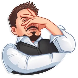 🤦‍♂️ 397f92e2 Tony Stark เอามือกุมหน้า, มีม, ผิดหวัง, ไอรอนแมน, มาร์เวล telegram sticker