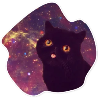 🌑 e6629eda Katze, Galaxie, Weltraum, Tier, Haustier, schwarze Katze, Zunge telegram sticker