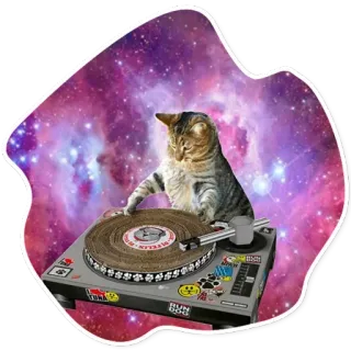 🎷 6f1105f3 kucing, DJ, turntable, musik, galaksi, stiker, hewan telegram sticker