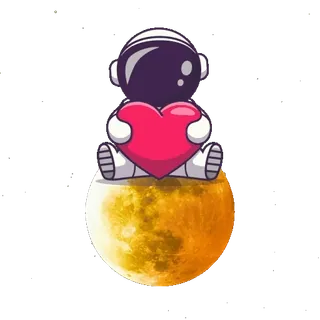 ❤️ 138715e3 宇航员, 月亮, 爱心, 太空, 可爱, 贴纸 whatsapp sticker