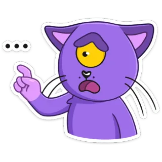 😦 d9f8c550 ... 猫, 思考, 贴纸, 紫色, 卡通, 动物 telegram sticker