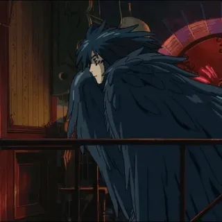 ⚜ 1493650d Howl Howl's Moving Castle Anime, Studio Ghibli, Fantasi, Howl, Sayap, Burung telegram sticker