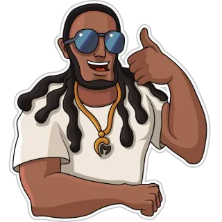 👍 0ee3d5e0 男人, 赞, 酷, 太阳镜, 项链, 卡通 telegram sticker