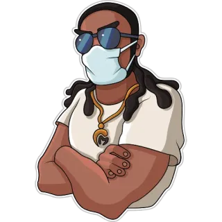 😷 2121f219 男人, 面具, 卡通, 肖像, 角色, 插画, 酷 telegram sticker