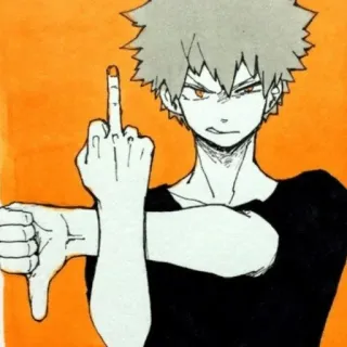 🖕 be88523d Katsuki Bakugo My Hero Academia animé, doigt d'honneur, en colère, My Hero Academia, Bakugo telegram sticker