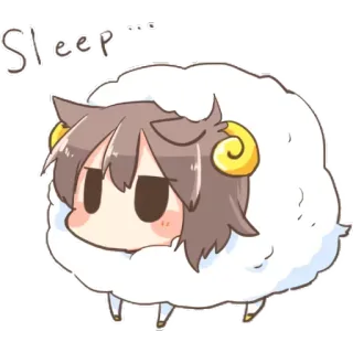 💤 9b62a1b6 Sleep... mouton, endormi, animé, dessin animé, animal, mignon telegram sticker