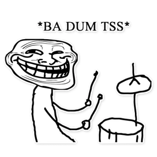 💥 ed07662d *BADUM TSS* Meme, Trollface, Batterie, Blague, Internet telegram sticker