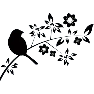 🌹 06bc1547 pássaro, flores, natureza, galho, silhueta, floral, primavera, decoração telegram sticker