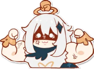 💪 1cc0ae11 Paimon Genshin Impact Паймон, Genshin Impact, Аниме, Видеоигра, Мускулистый, Злой telegram sticker