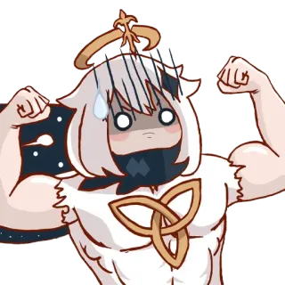 😳 cb480494 Paimon Genshin Impact Паймон, Genshin Impact, Аниме, Игра, Мускулы, Смешно telegram sticker