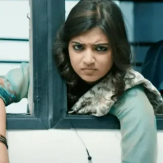 😠 9b382aa1 生气, 女人, 肖像, 严肃, 眉毛 telegram sticker