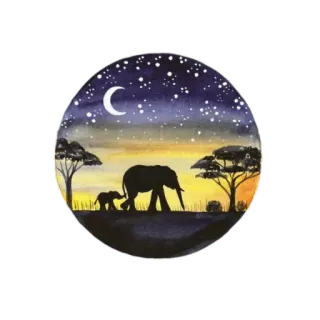 🌙 0a2e3569 gajah, afrika, savana, malam, bintang, bulan, alam, pemandangan whatsapp sticker