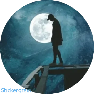 🌚 6af39804 siluet, bulan, sedih, malam, sendiri, kesepian whatsapp sticker