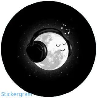 🎧 749f813c bulan, headphone, musik, malam, lucu, kartun, luar angkasa, bintang whatsapp sticker