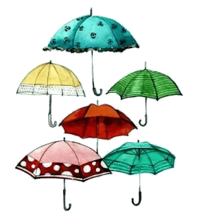 ⛱ d4a8597c payung, hujan, cuaca, warna-warni, ilustrasi, imut whatsapp sticker