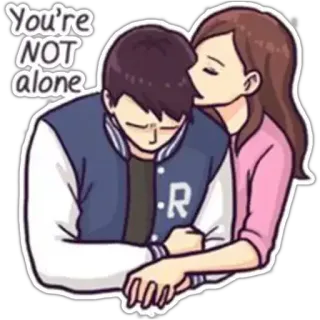 😔 319e3673 You're NOT alone любовь, уют, вместе, дружба, поддержка, забота telegram sticker