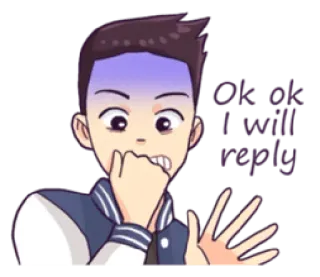 😬 35111b10 Ok ok I will reply мультик, персонаж, ответ, текст, стикер telegram sticker