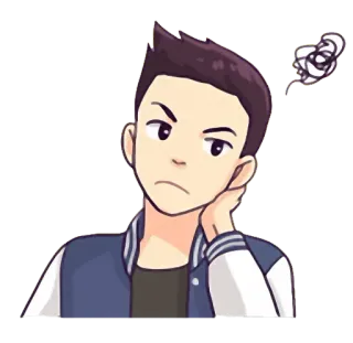 😒 422489a8 Мультфильм, Злой, Смущенный, Раздраженный, Мальчик, Человек, Выражение telegram sticker