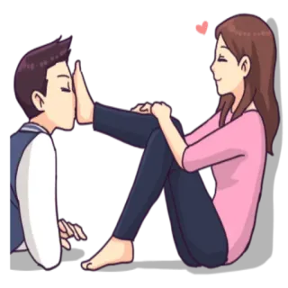 😏 4e67a0f0 Мультфильм, Пара, Ноги, Любовь, Романтика telegram sticker