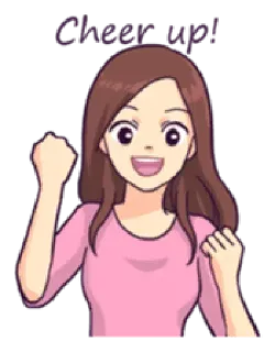 💪 610502ee Cheer up! поддержка, ободрение, мультфильм, счастливый, девочка, поддерживающий telegram sticker